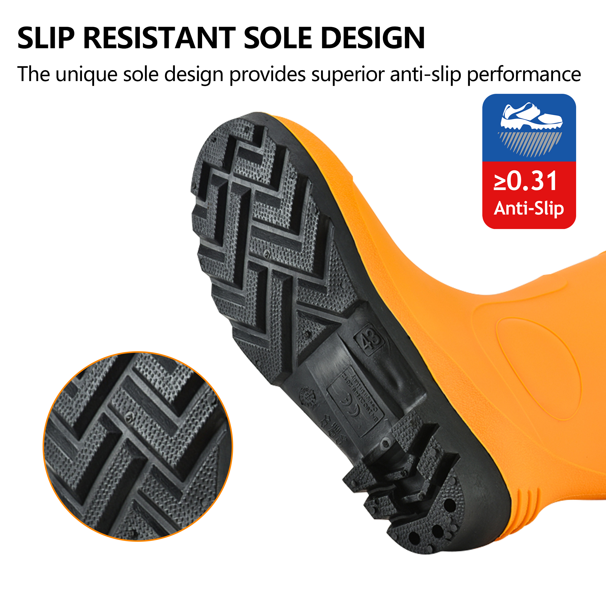 Botas de agua de seguridad S5 con acero - Botas de PVC impermeables W-6037 Amarillo AquaPioneer