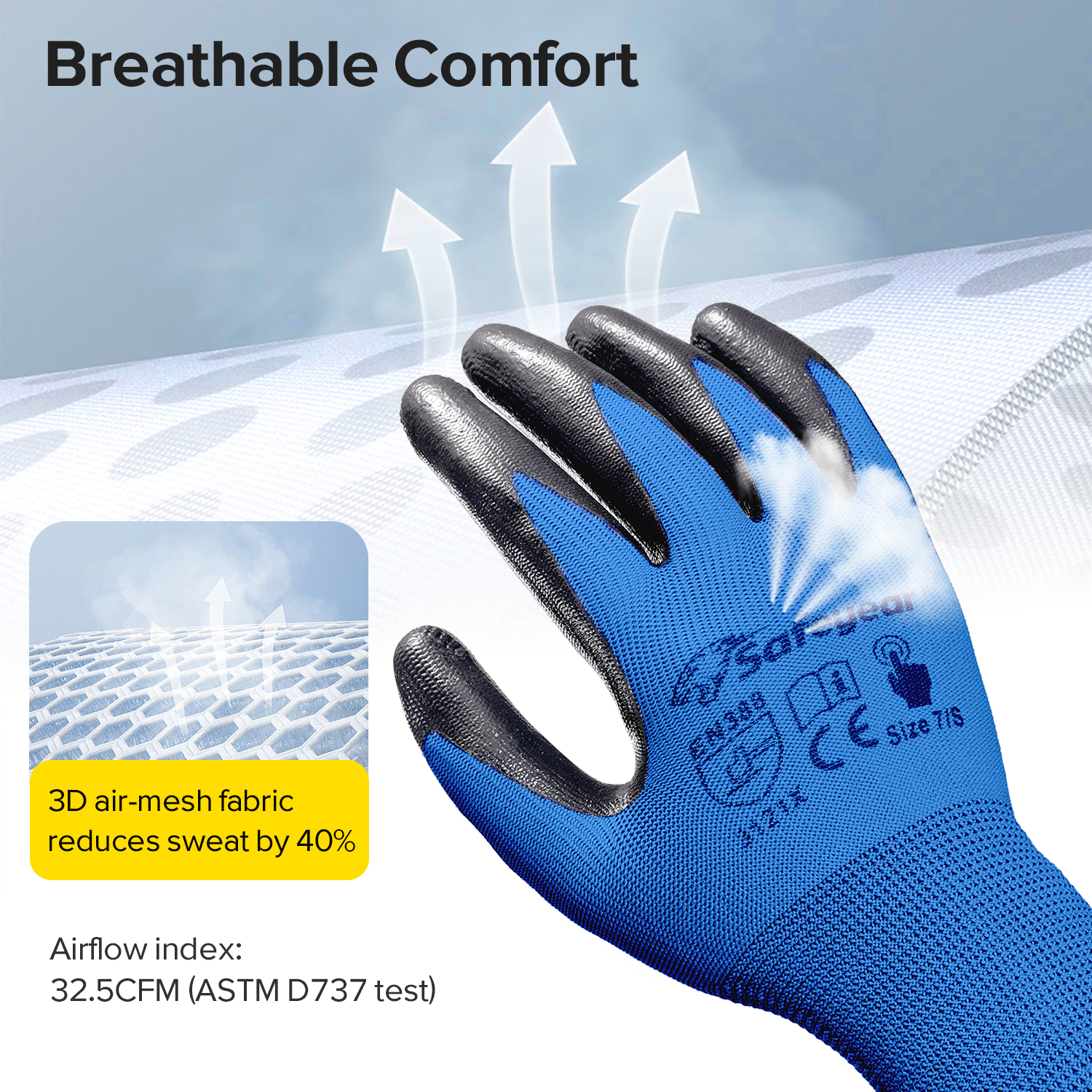 EN 388 3121X Guantes de seguridad para montaje y manipulación en almacén N1552 Guarder Max Azul