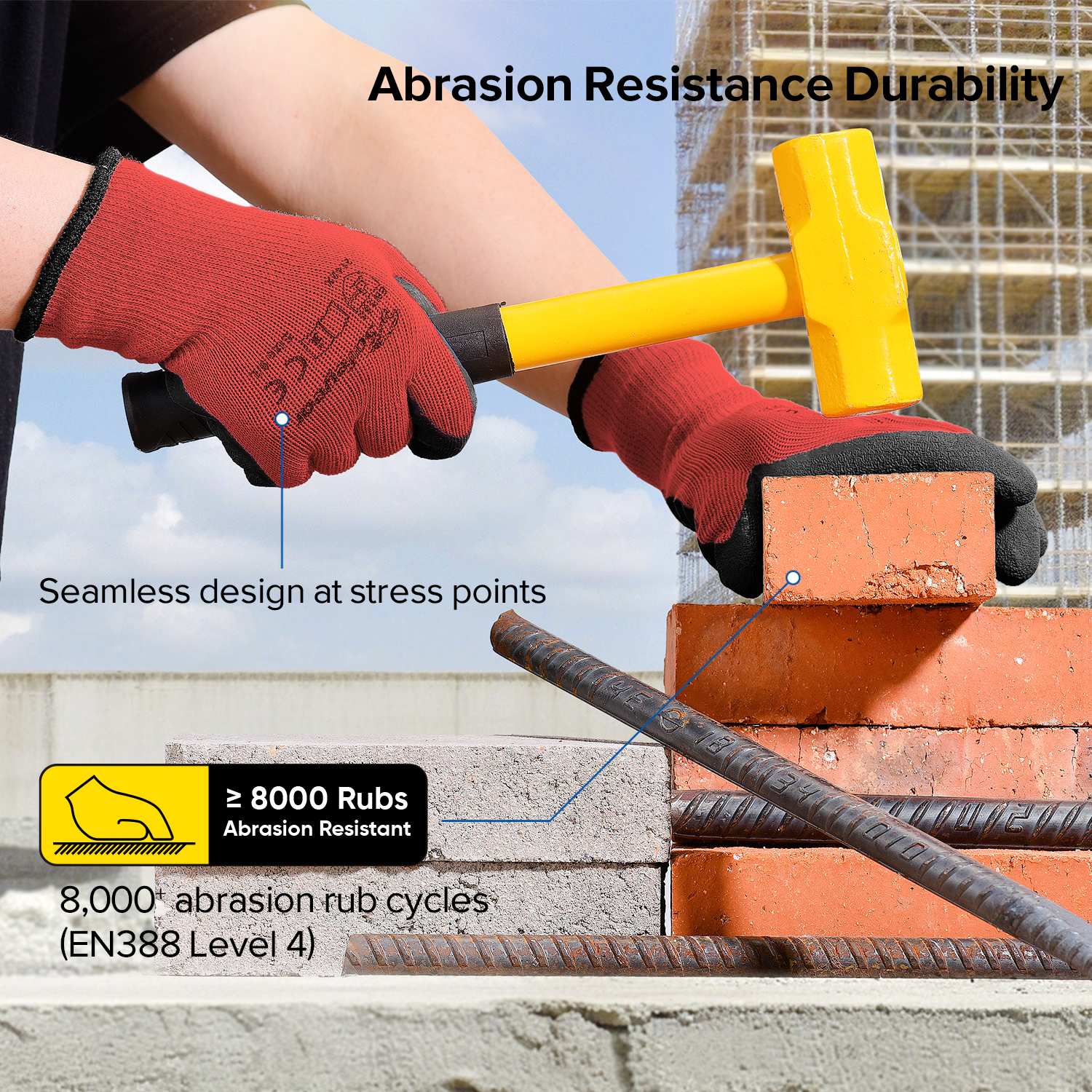 Guantes de trabajo de seguridad recubiertos de látex LY-3013 Grip Guarder Rojo