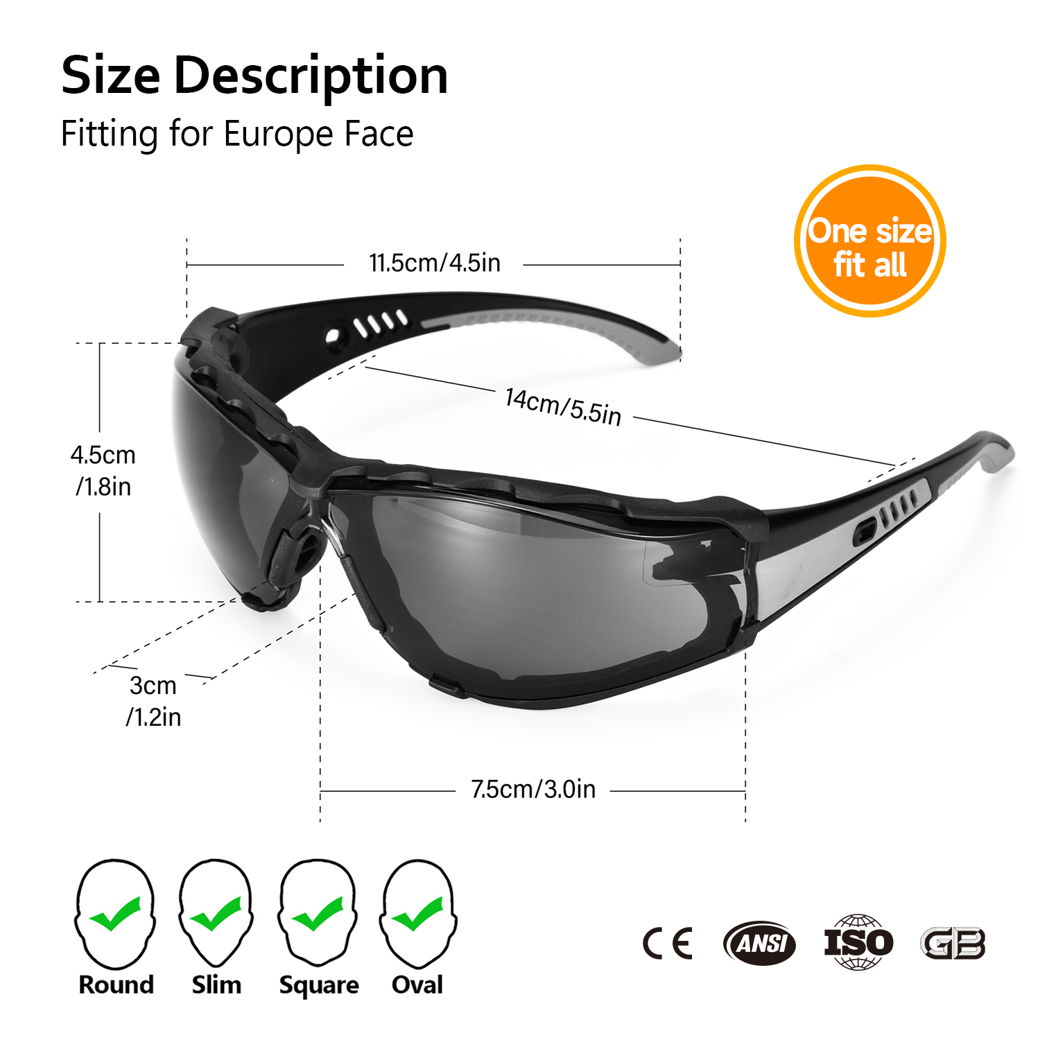 Gafas de seguridad protectores de stock listos para mujeres SG037 Negro