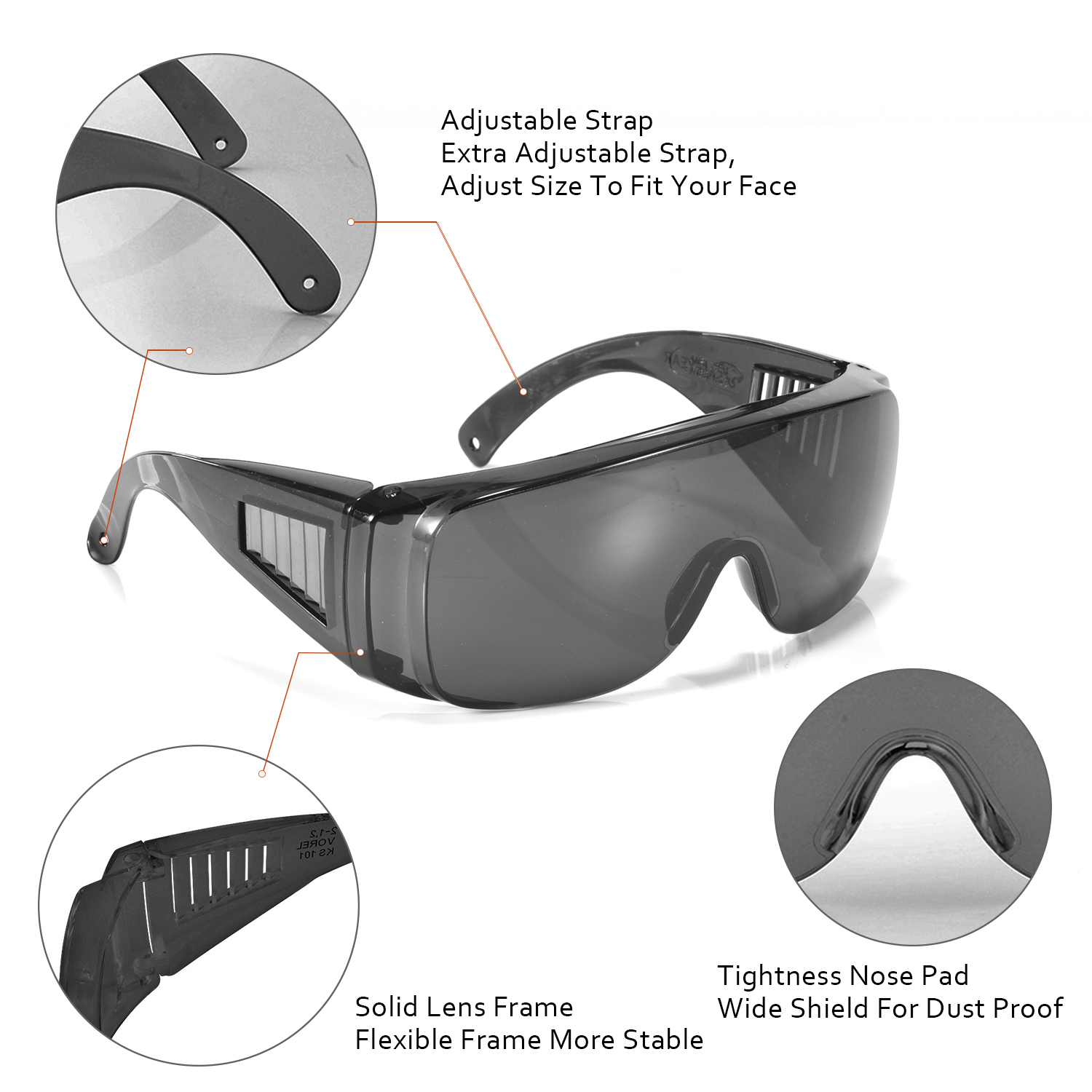 Gafas de seguridad OTG que se ajustan a las gafas graduadas | ANSI Z87.1 y EN166 SG035