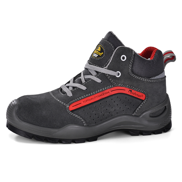 Botas de trabajo de cuero de gamuza de vaca M-8377 gris