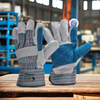 Guante Anticorte con Palma de Cuero Guantes de Impacto de Cuero FL-1015 Azul