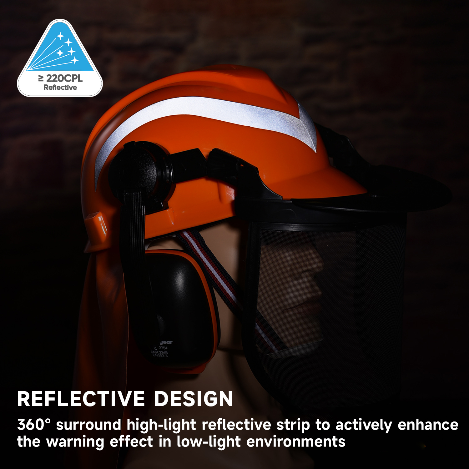 Cascos forestales y sombrero de protección de escudo de cara M-5009 naranja