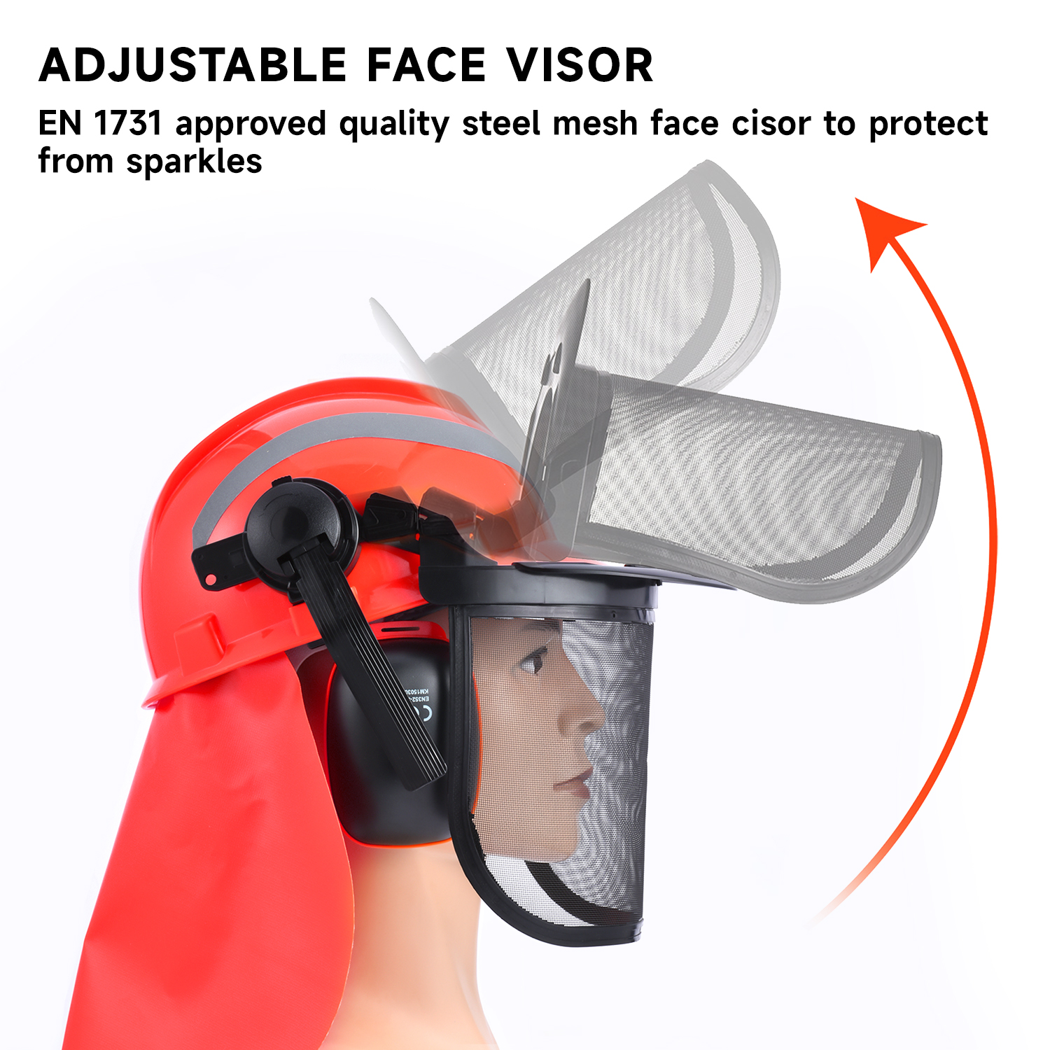 Helmets de seguridad y escudo de cara y orejera M-5009 rojo
