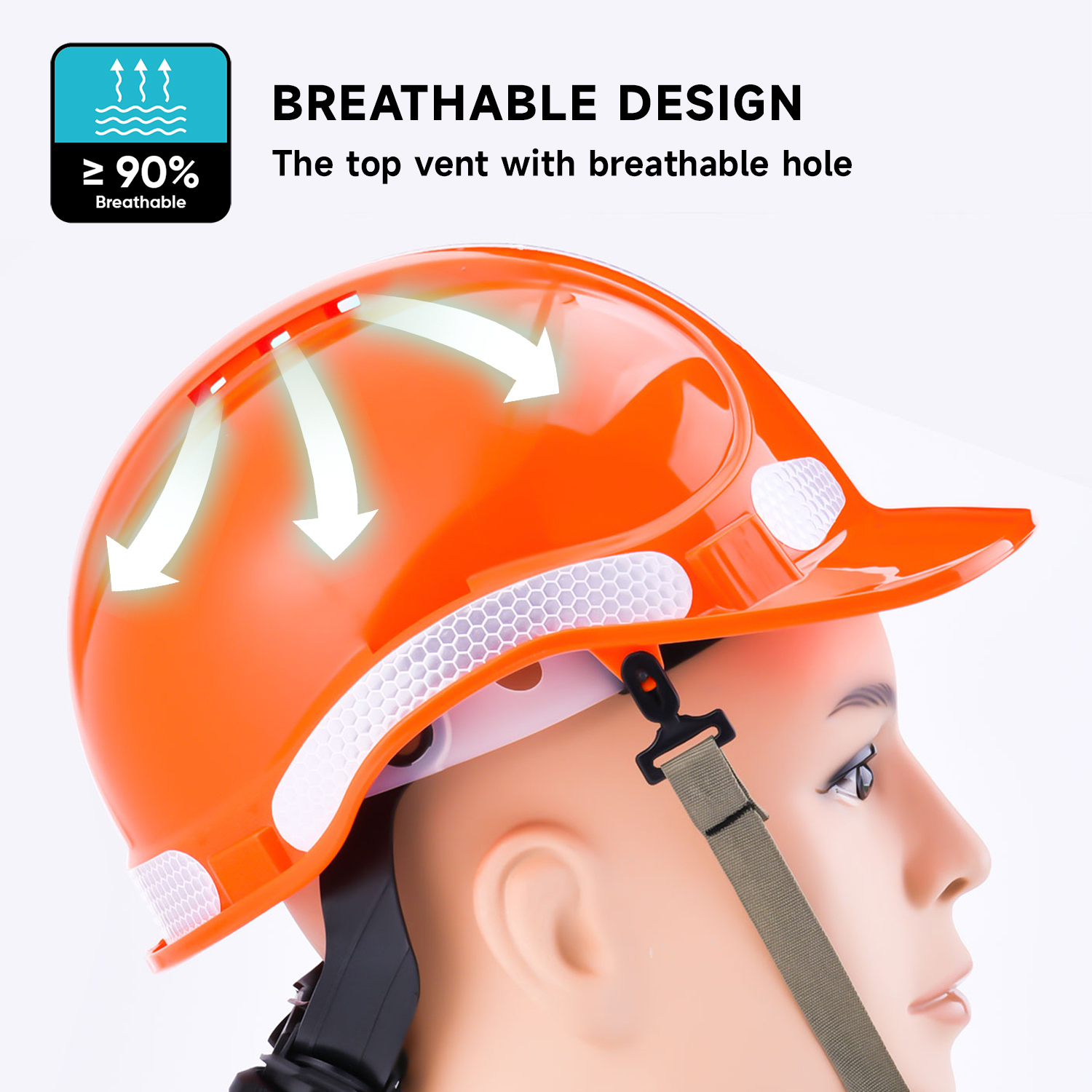 Helmets de trabajo de perilla rotativa ajustable W-018 Naranja