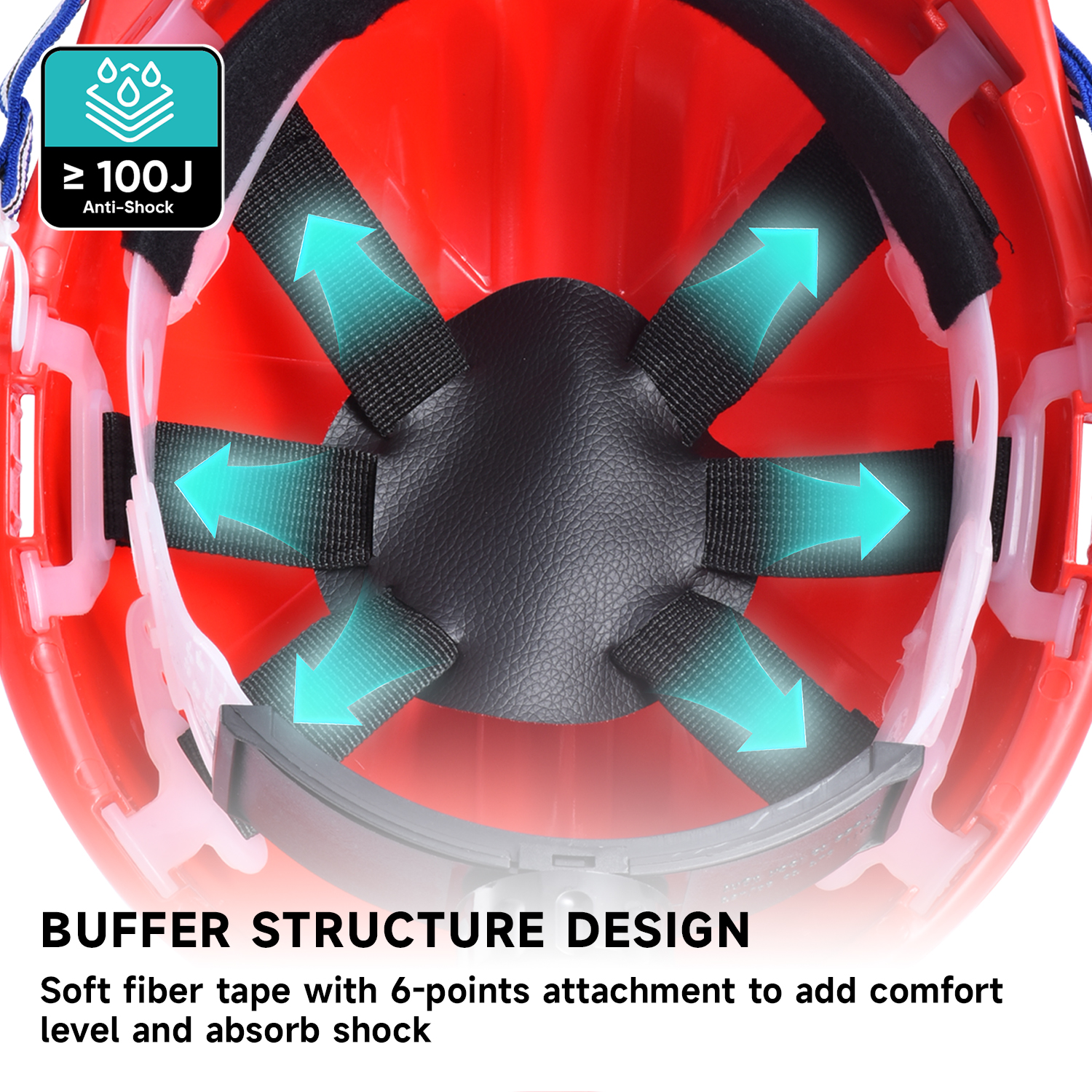 Casco de seguridad rojo para la construcción W-036