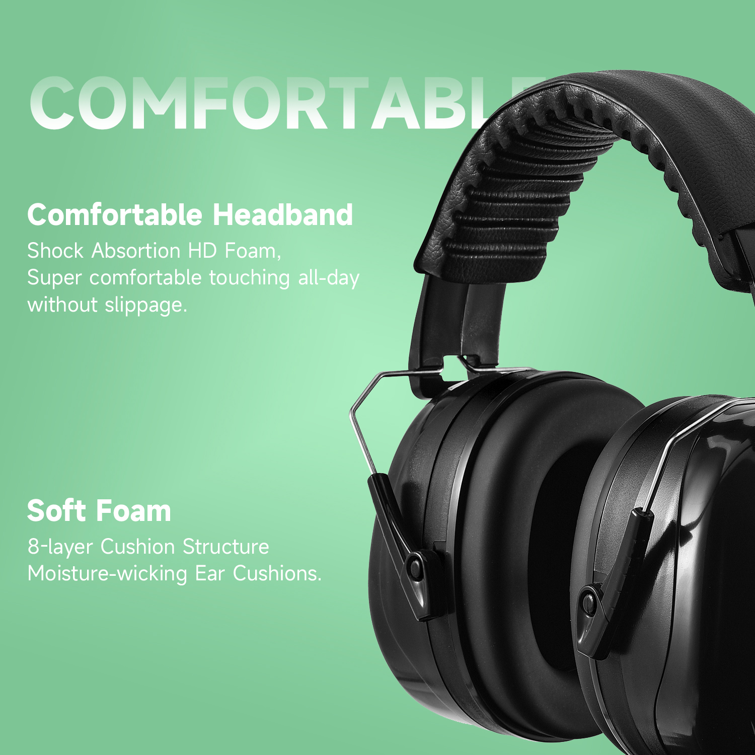 Listo Stock ABS Protective Ear Muffs EM-5002 Negro