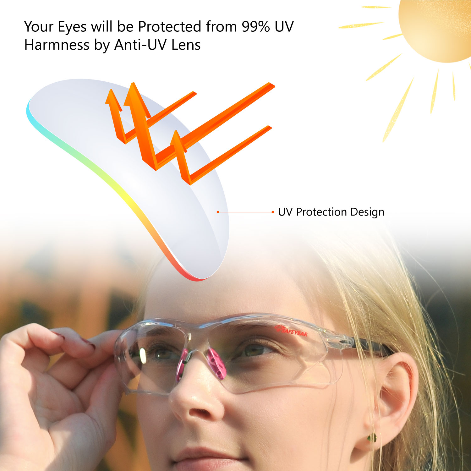 Lady Design Gafas protectoras de seguridad SG003 Rosa