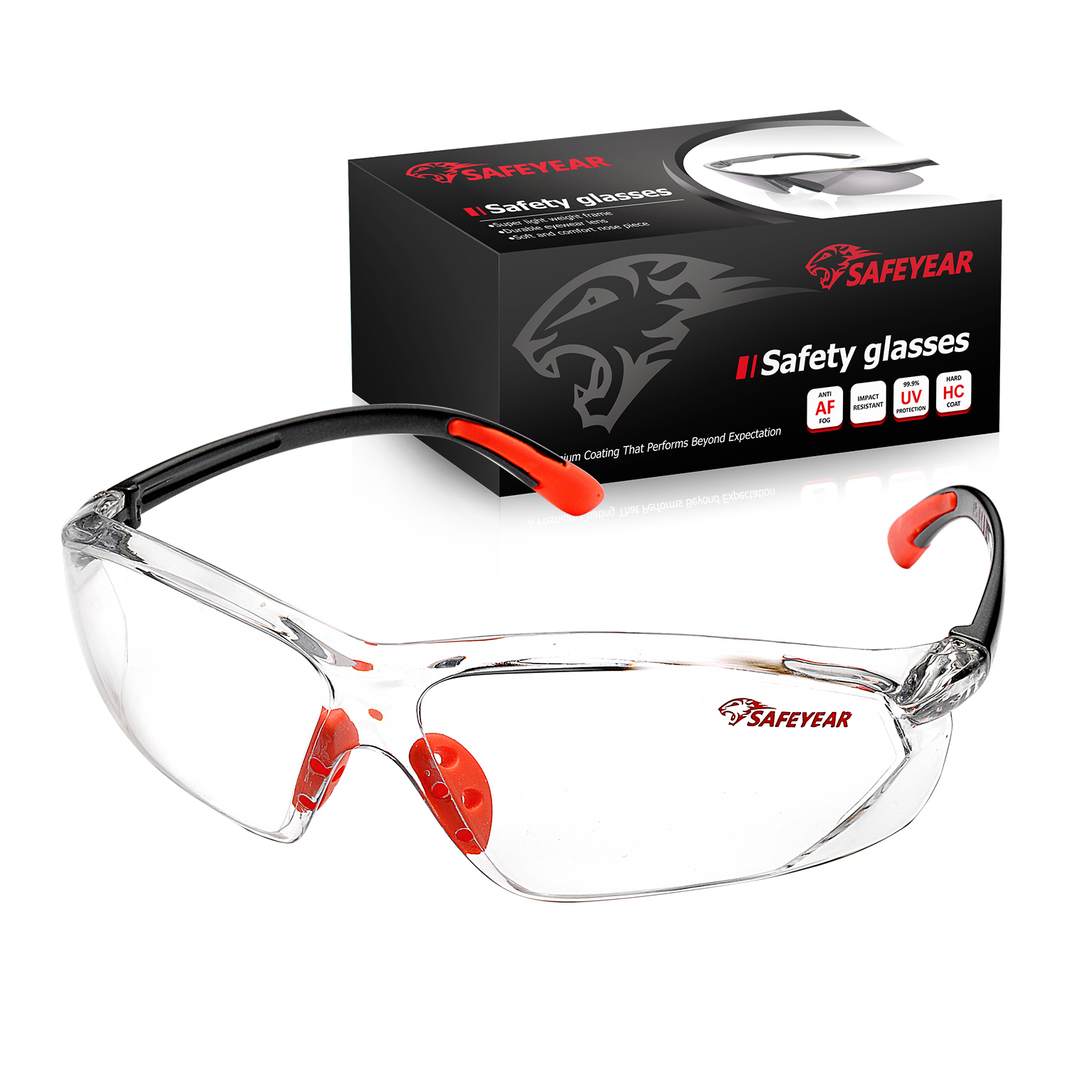 Gafas de seguridad con lentes transparentes SG003 Naranja