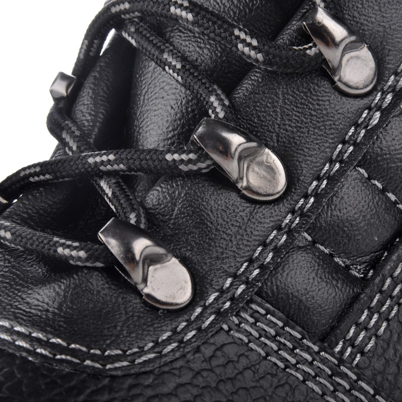 Zapatos de trabajo con punta de acero bonitos y cómodos con cordones negros para mujer