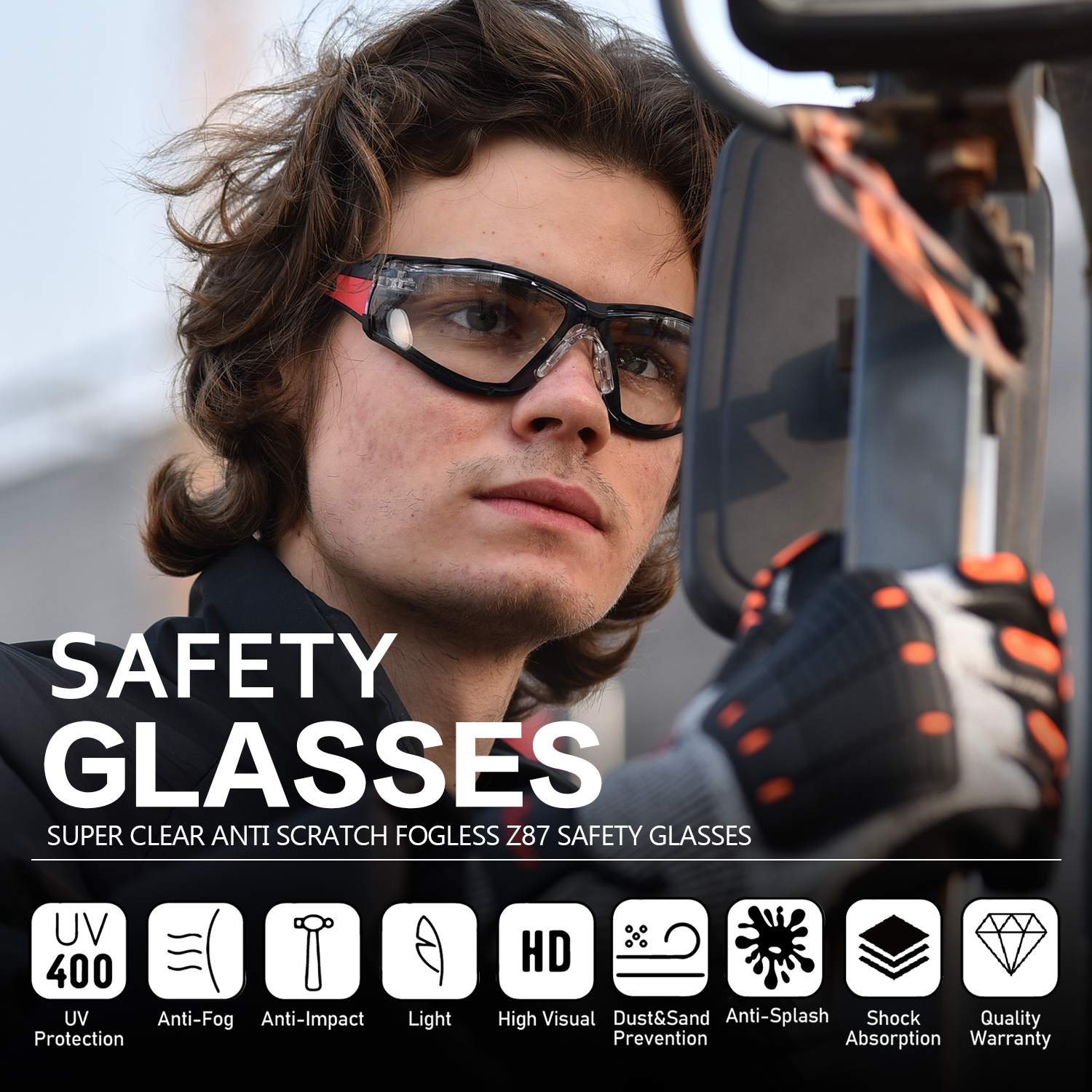  Gafas de seguridad de protección para mujeres SG037 RED