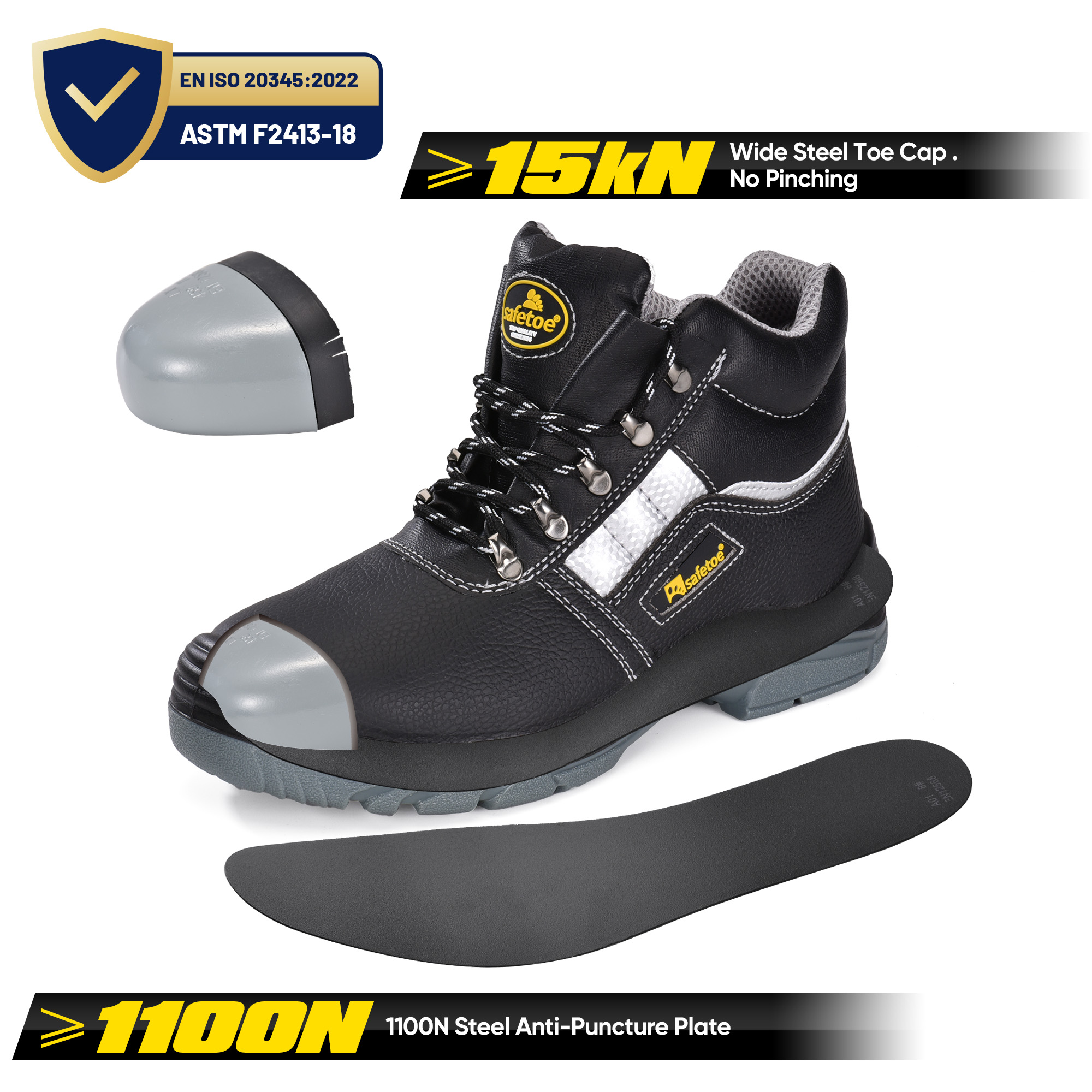 Botas de trabajo protectores de punta de acero inoxidable Vortigard ™ M-8027