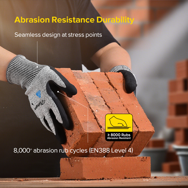 Guantes de trabajo de construcción Guantes de trabajo de seguridad resistente a los guantes PD8045 Negro