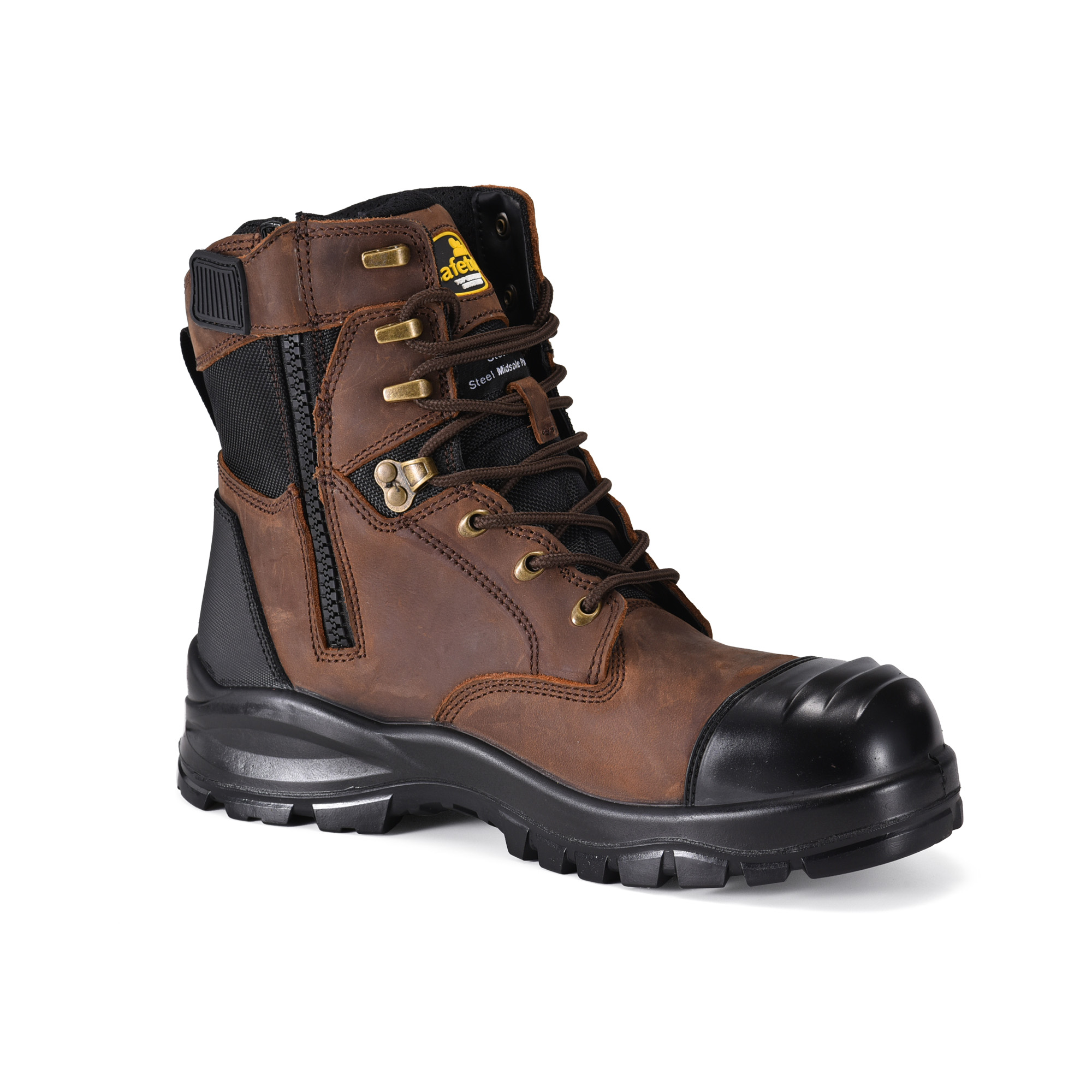  Botas de trabajo pesadas de la dedo del agua compuesta membrana impermeable M-8580 marrón