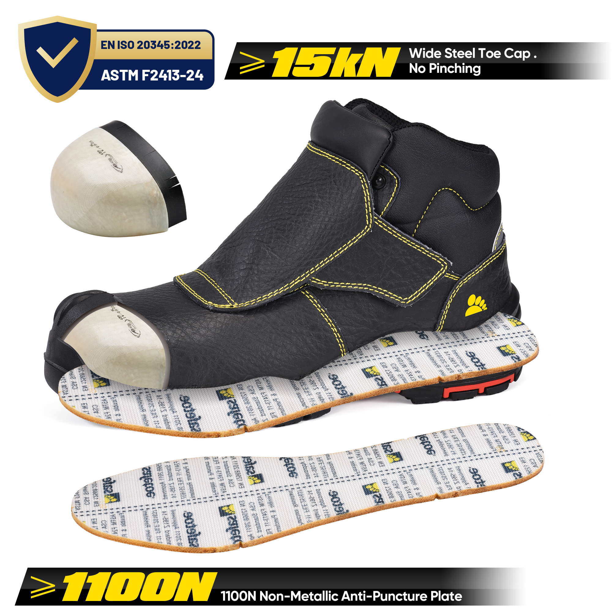 Vortigard ™ Botas de soldadura de trabajo de seguridad compuesto no metálico para trabajadores soldadores M-8387
