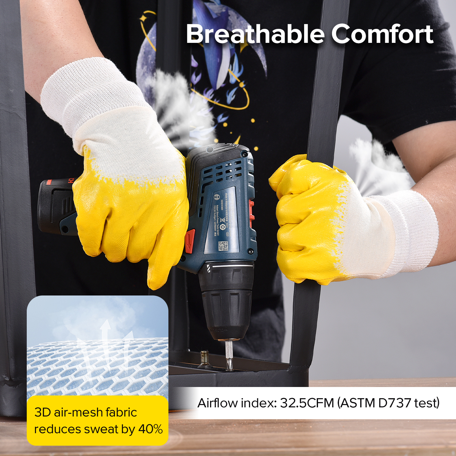 Guantes de trabajo industriales recubiertos de nitrilo FD1289 Amarillo