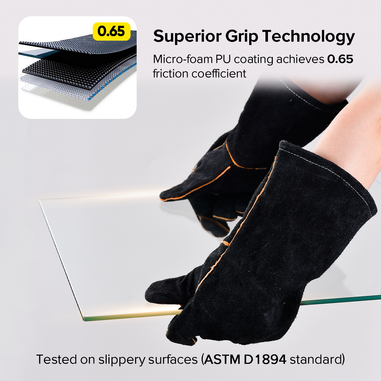 Guantes de trabajo de cuero para soldador S-H24 Negro