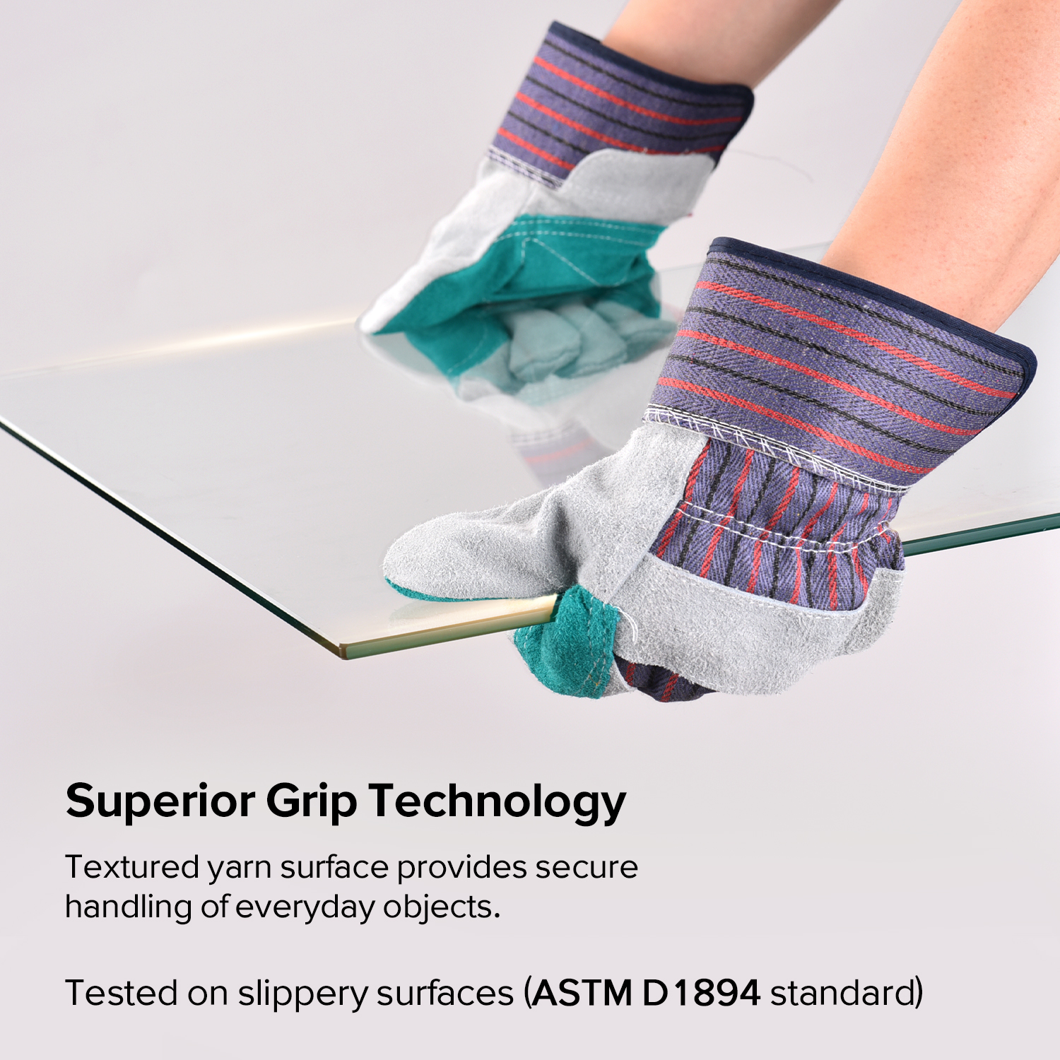 Guante Anticorte con Palma de Cuero Guantes de Impacto de Cuero FL-1015 Azul