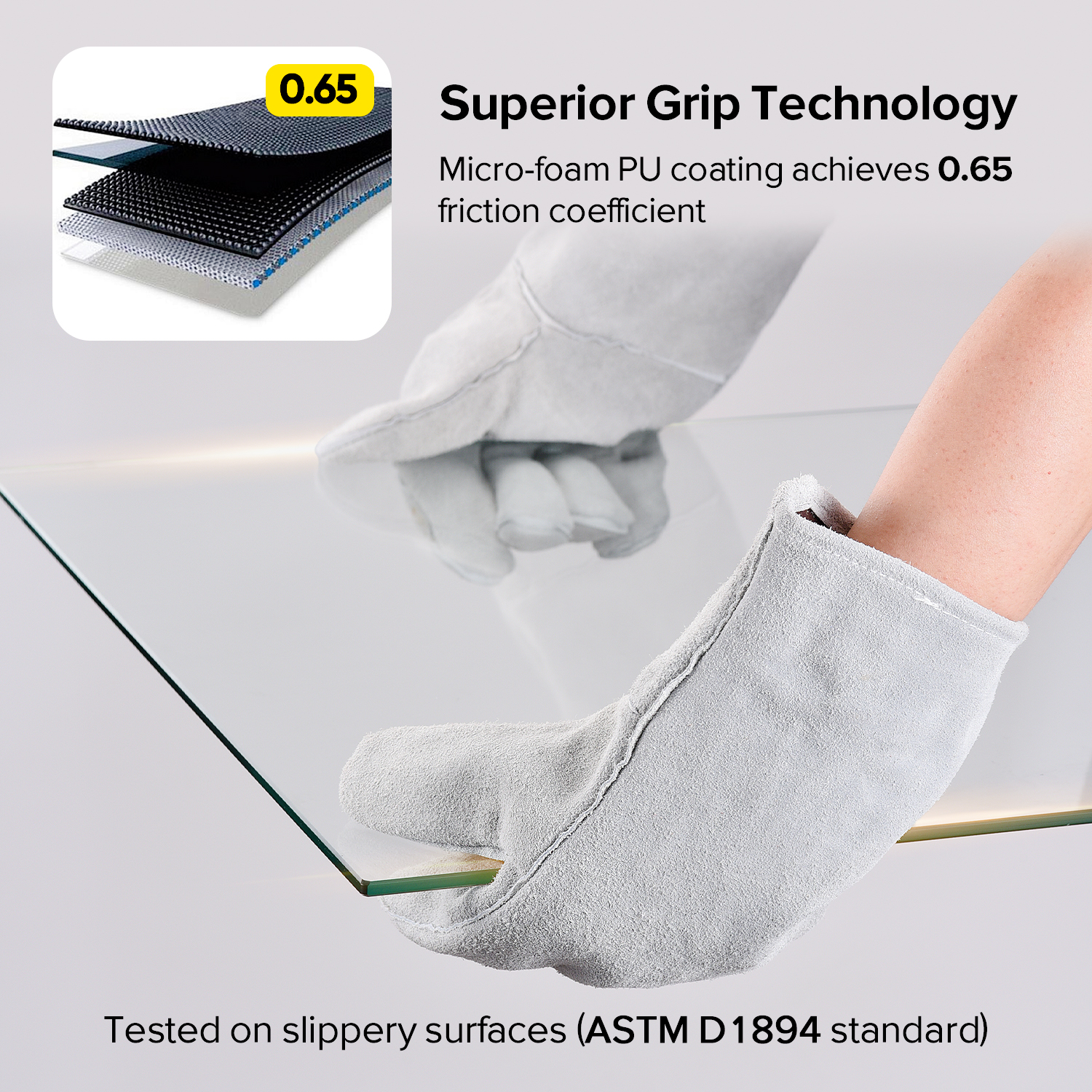 Guantes de trabajo de cuero para soldador S-H24 Gris