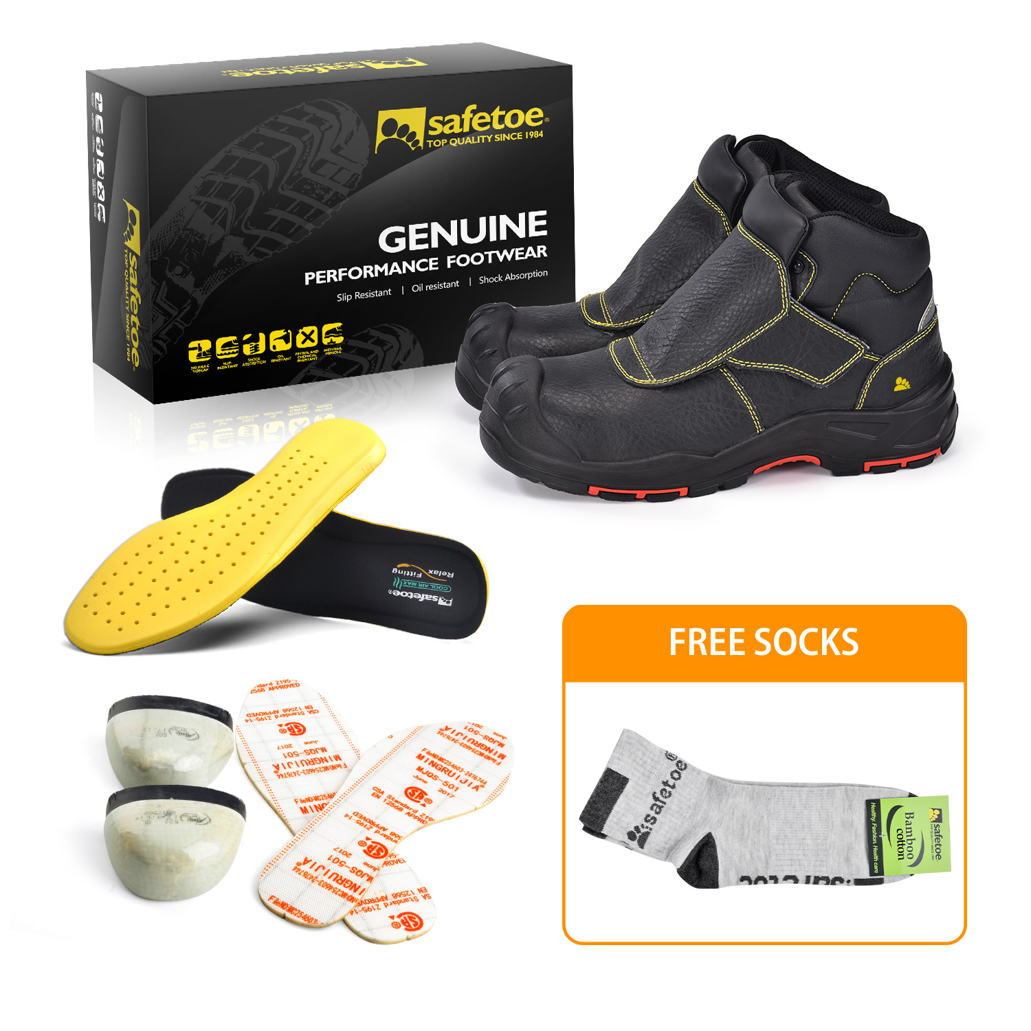 Botas de soldadura de trabajo de seguridad duraderas para trabajadores soldadores M-8387
