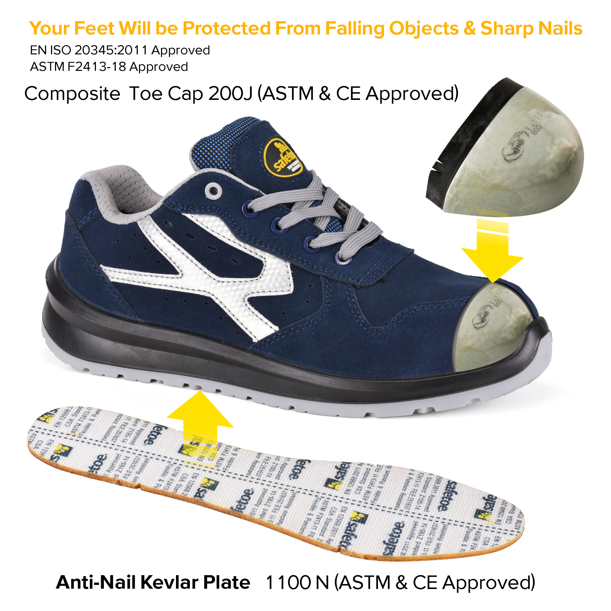 L-7328-zapatos de seguridad con punta compuesta zapatos kevlar