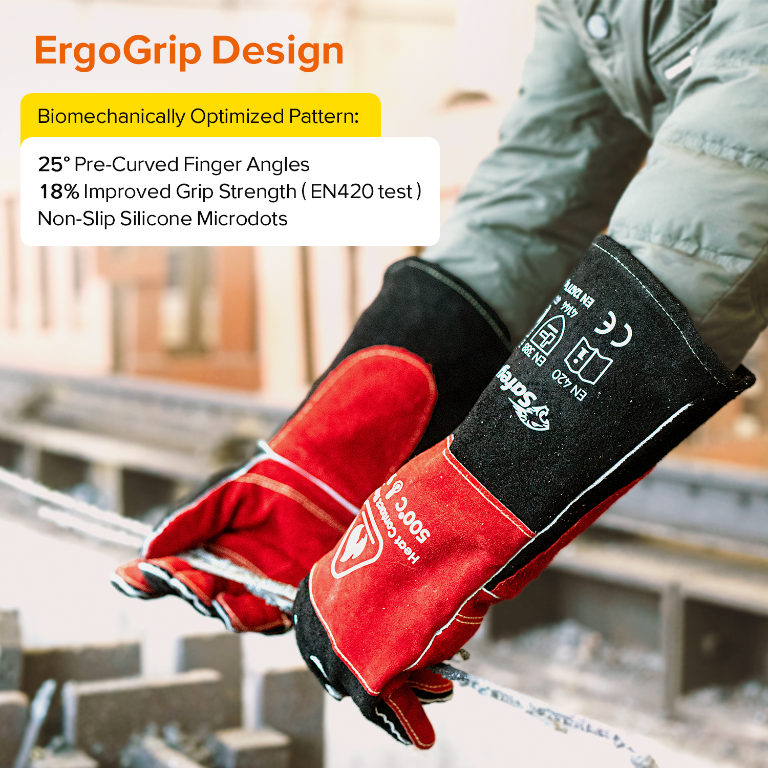 Guantes de soldadura de cuero para MIG/TIG | Protección contra el calor (EN 407) FL-1023