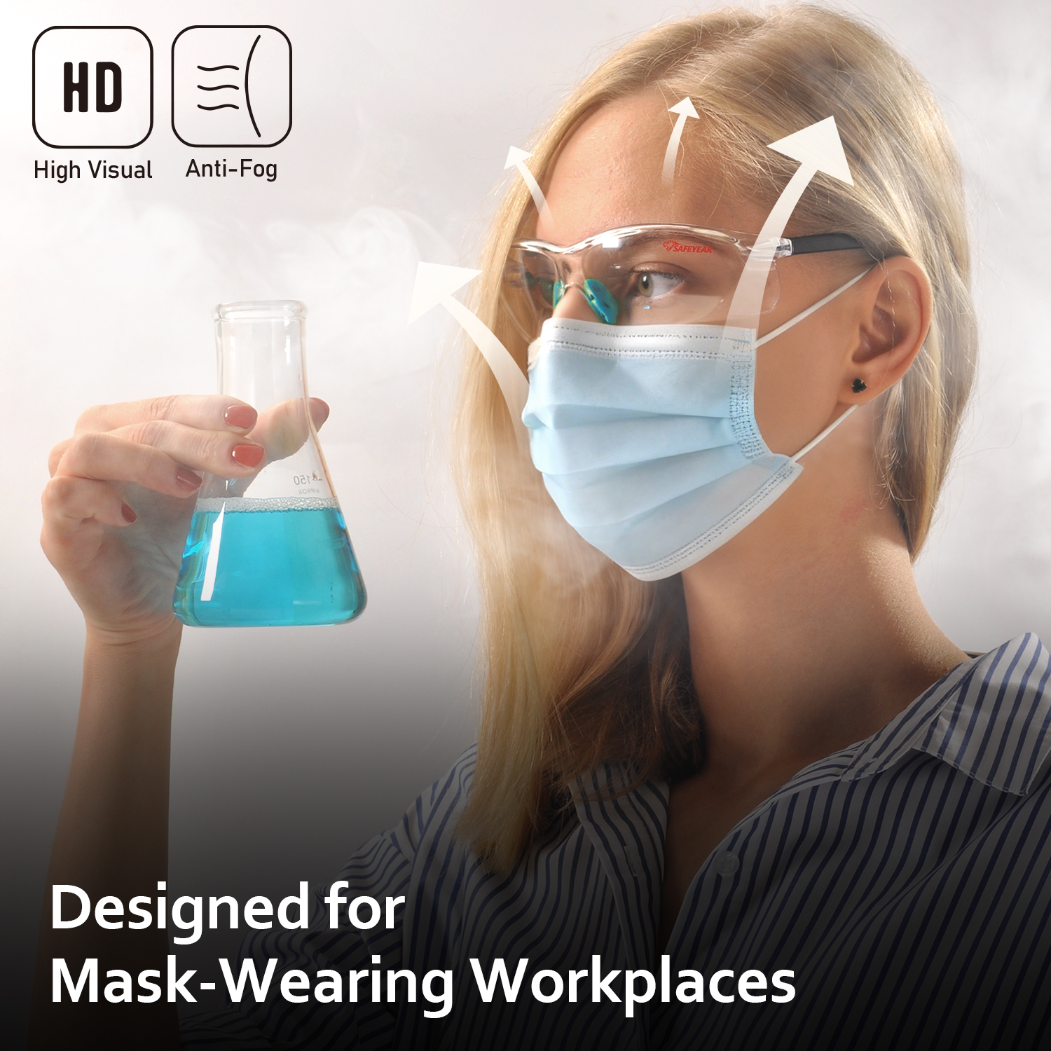 Gafas de seguridad CE EN166 UV400 Gafas protectoras de trabajo SG003 Azul