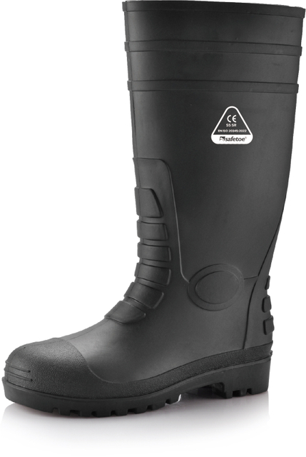 Botas de goma de goma impermeables W-6038 negro