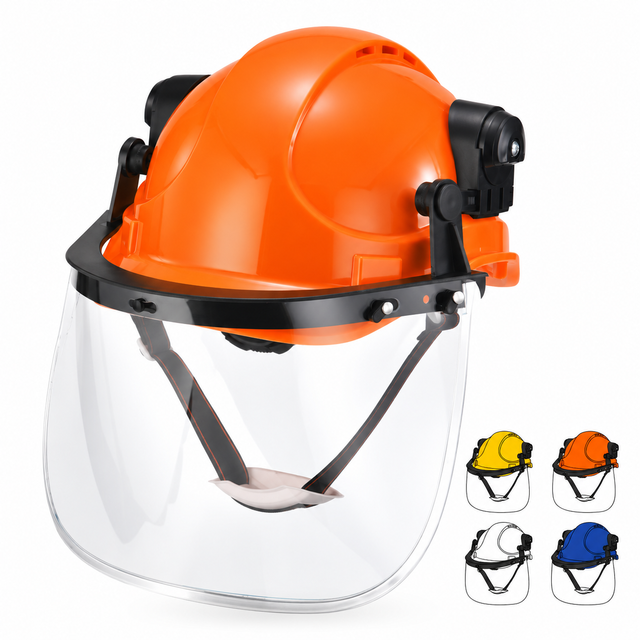 Casco de seguridad para construcción ventilado con protector facial W-018V