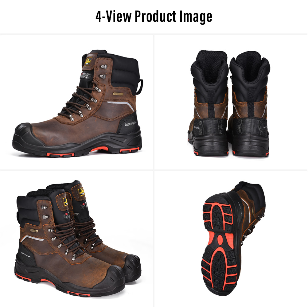 Cuatro vistas de Safetoe botas de seguridad de invierno impermeables con aislamiento H-9552BR