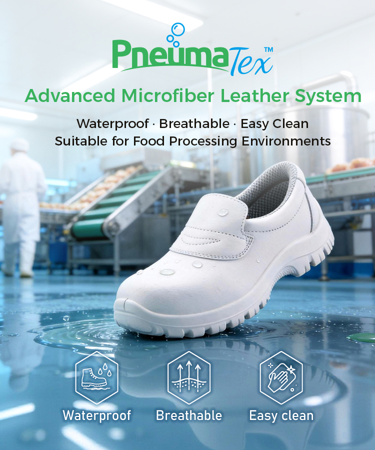 Microfibra técnica PneumaTex™ para calzado de seguridad transpirable y fácil de limpiar