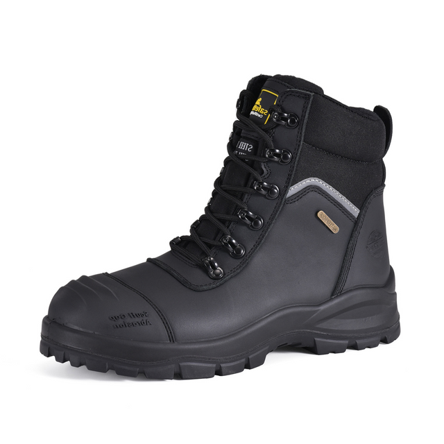 AS 2210.3 S3 Botas de seguridad para minería con punta de acero y cremallera | M-8577BK 