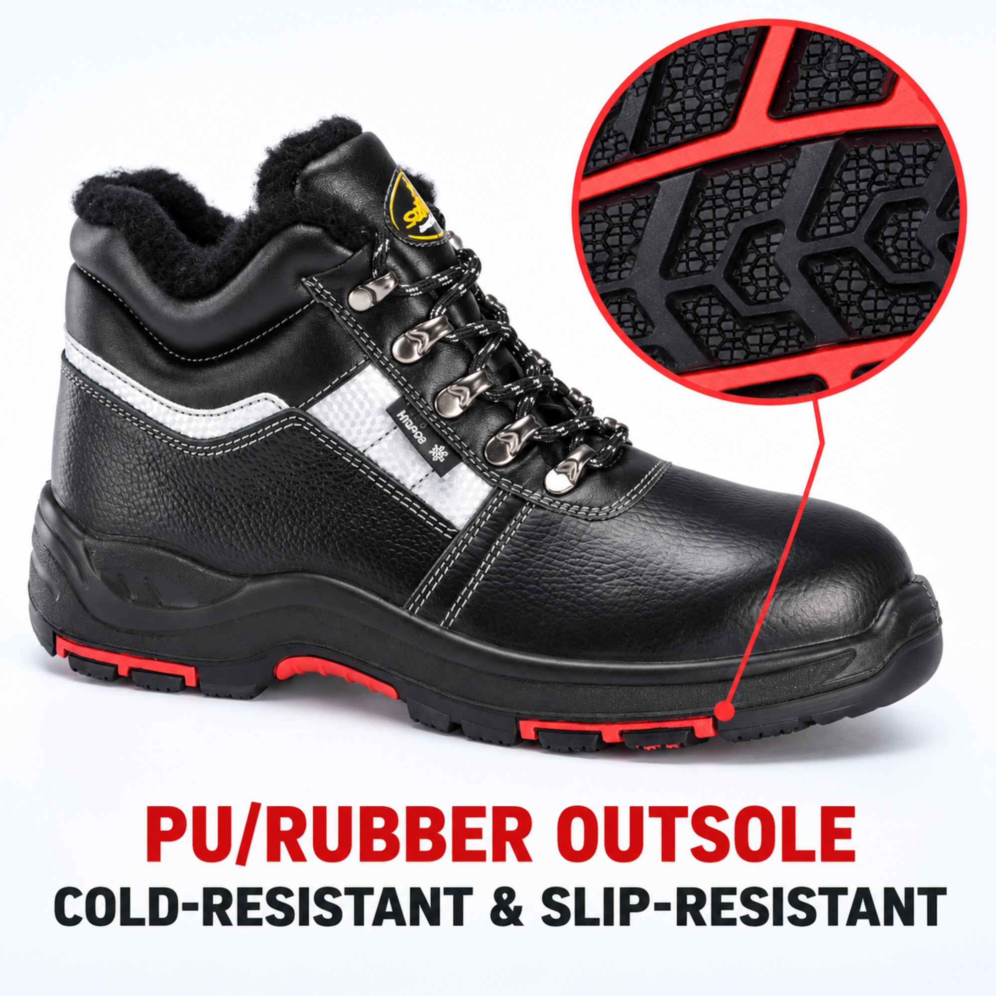 Botas de seguridad de invierno aisladas con forro de lana cálido | M-8027 Escudo de Hielo