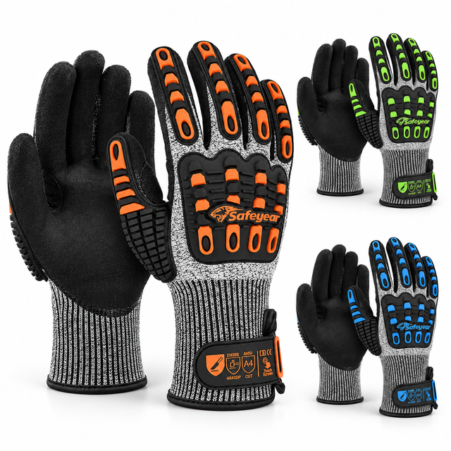 Guantes de trabajo resistentes a cortes e impactos TPR9004