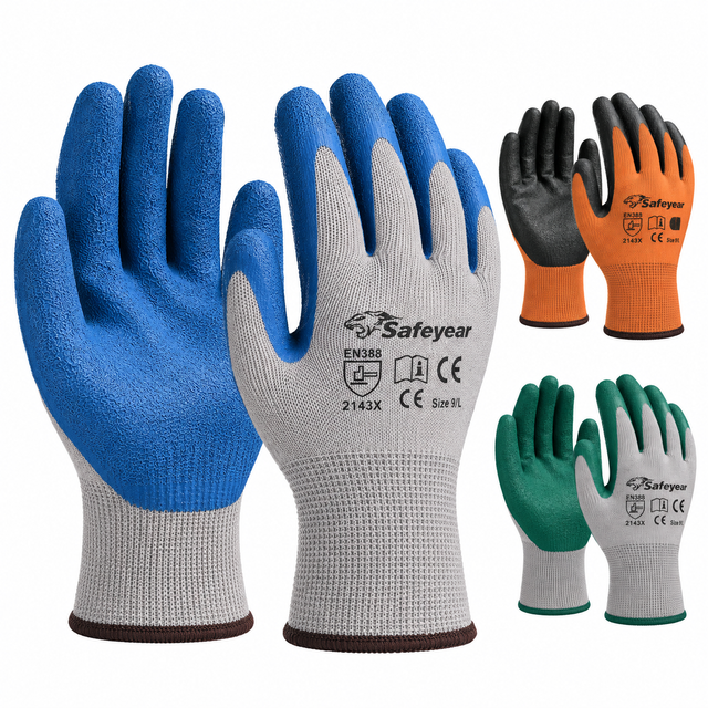 Guantes de trabajo recubiertos de látex LY3013
