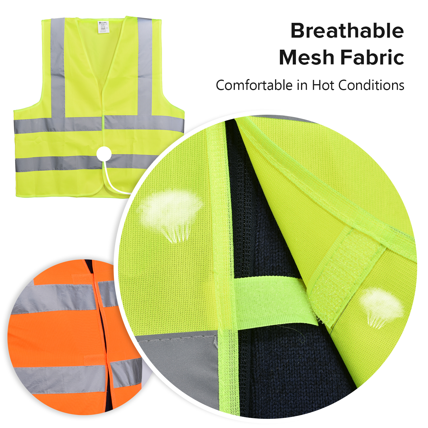 Chaleco reflectante de seguridad de alta visibilidad Amarillo y naranja | Chaleco de trabajo ligero EN ISO 20471