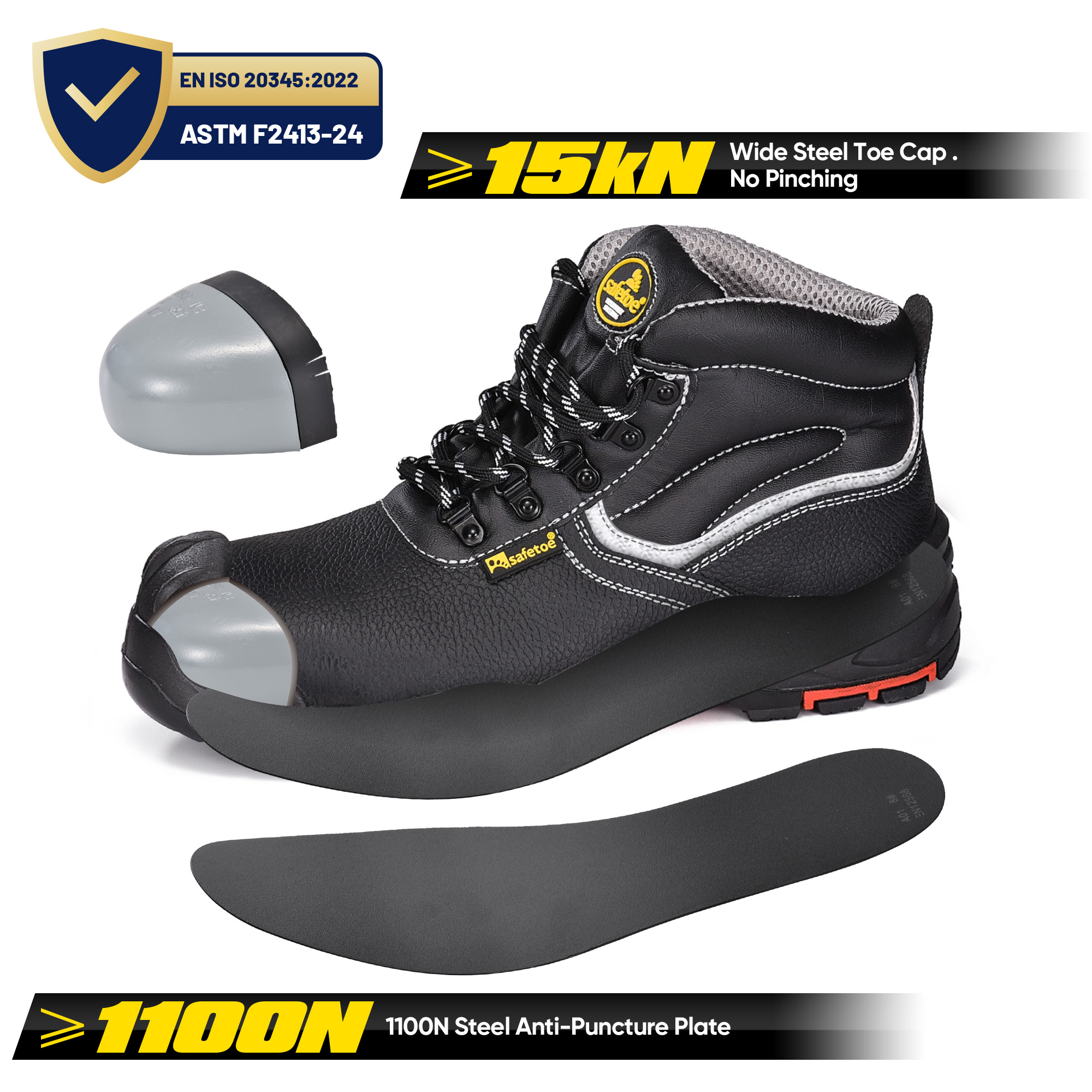 Zapatos de seguridad para construcción industrial con certificación Black Cow M-8520PRST SiteShield Max