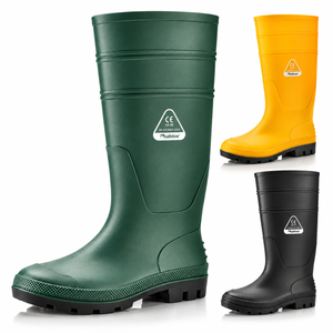 Botas de agua ocupacionales W-6036 en verde, amarillo, negro y blanco