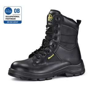 Botas ocupacionales estilo táctico con parte superior de cuero y cremallera lateral | H-9438OB