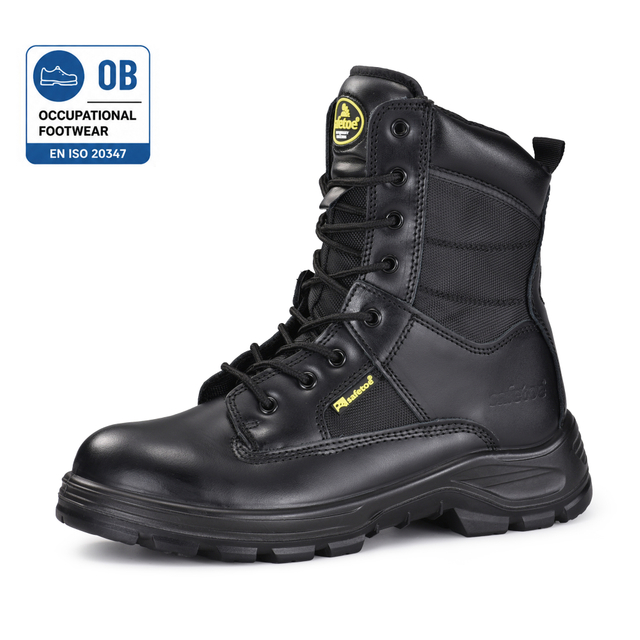 Botas ocupacionales estilo táctico con parte superior de cuero y cremallera lateral | H-9438OB