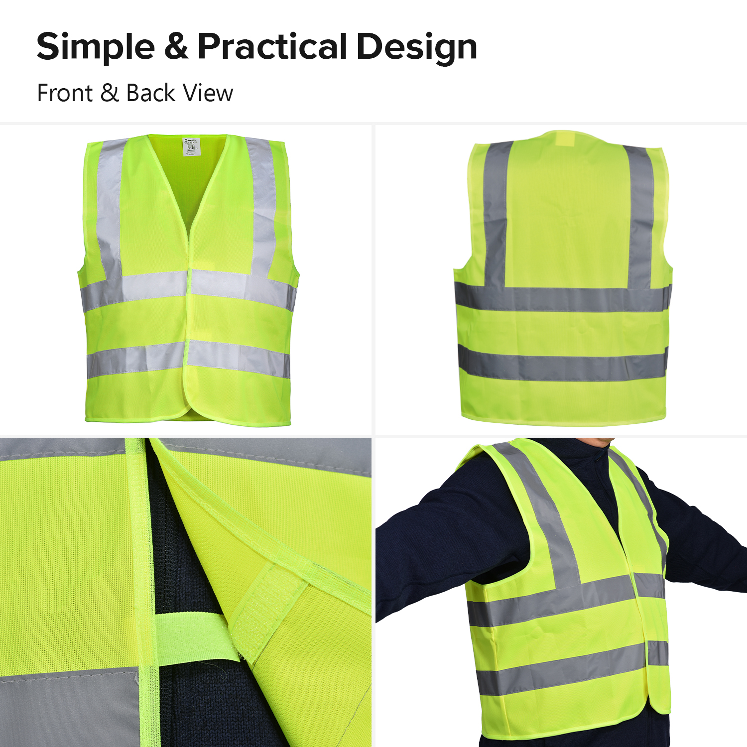 Chaleco reflectante de seguridad de alta visibilidad Amarillo y naranja | Chaleco de trabajo ligero EN ISO 20471