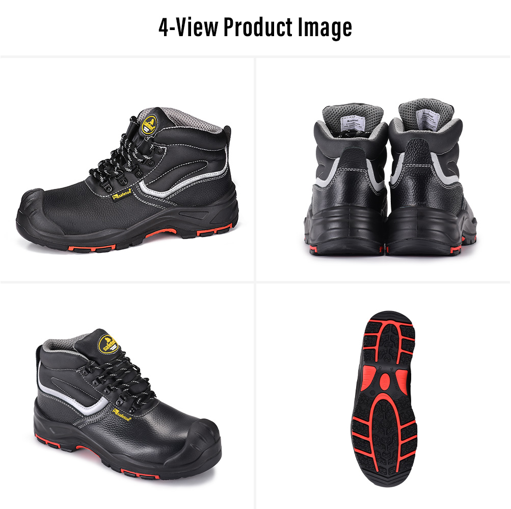 M-8520PRST SiteShield Max Zapatos de seguridad para construcci&oacute;n industrial de cuero de vaca negro Multi-View 