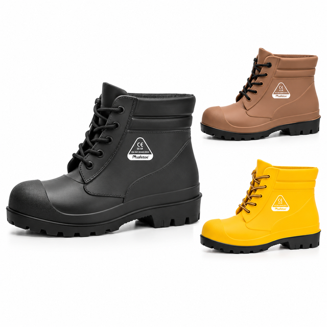 Botas cortas de seguridad W-6050 en negro, marrón y amarillo