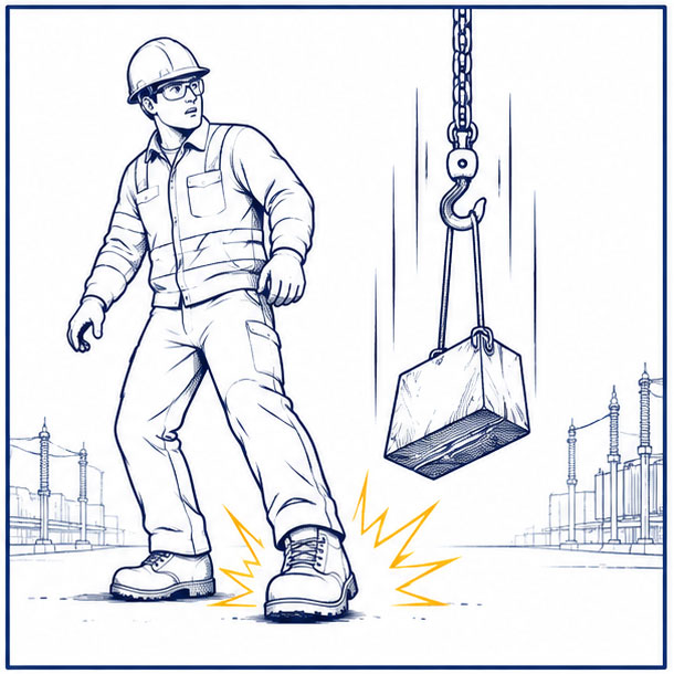 Lugares de trabajo el&eacute;ctricos Ca&iacute;da de objetos y peligros de impacto