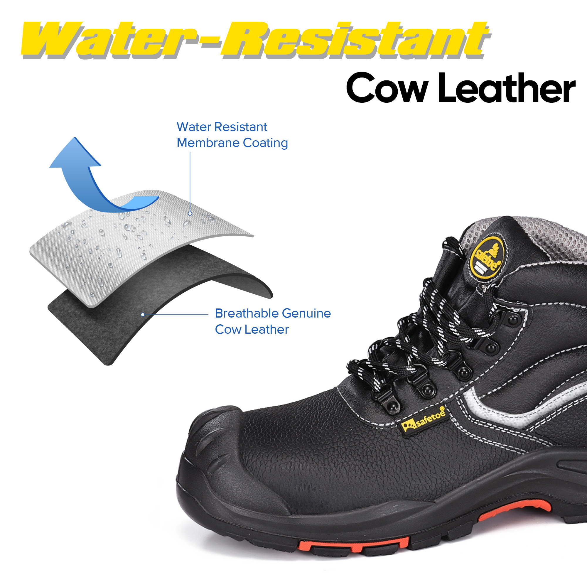 Zapatos de seguridad para construcción industrial con certificación Black Cow M-8520PRST SiteShield Max