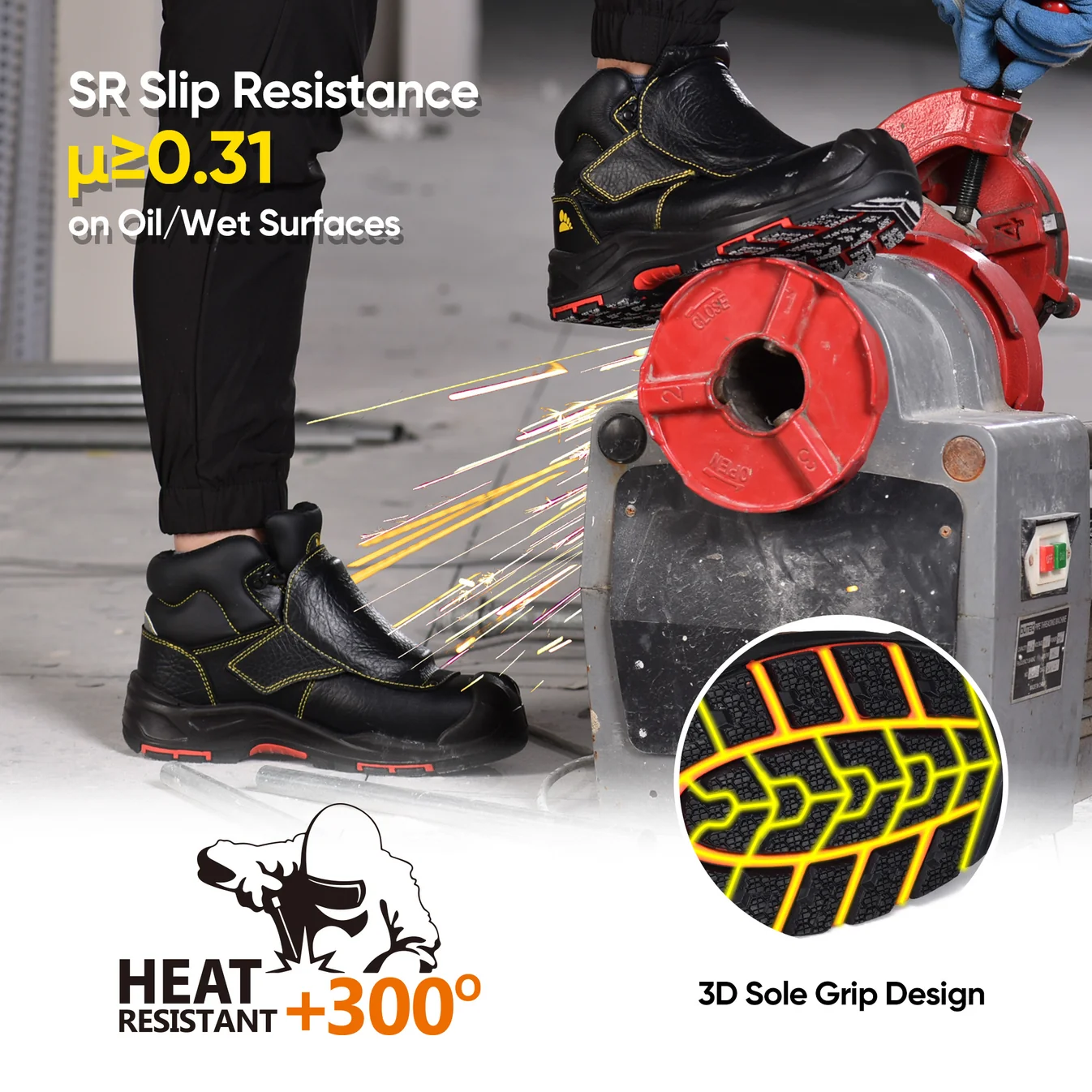 Botas de seguridad para soldadura con protección metatarsiana, punta compuesta | M-8387MP
