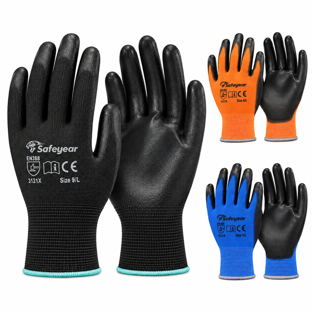 Guantes de trabajo de ensamblaje recubiertos de PU PN8003