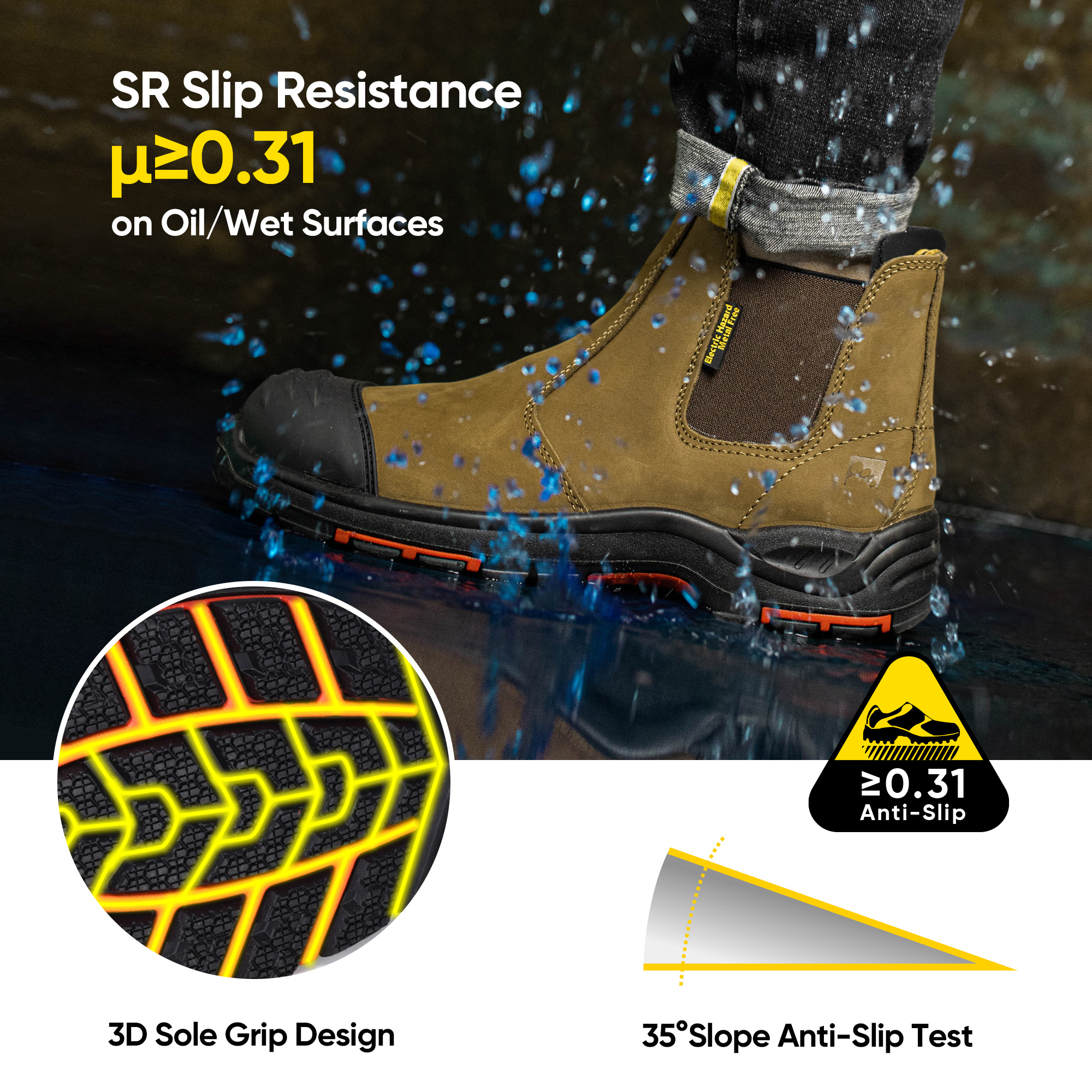 Botas de trabajo de seguridad para distribuidores estándar australianos para minería M-8025NB