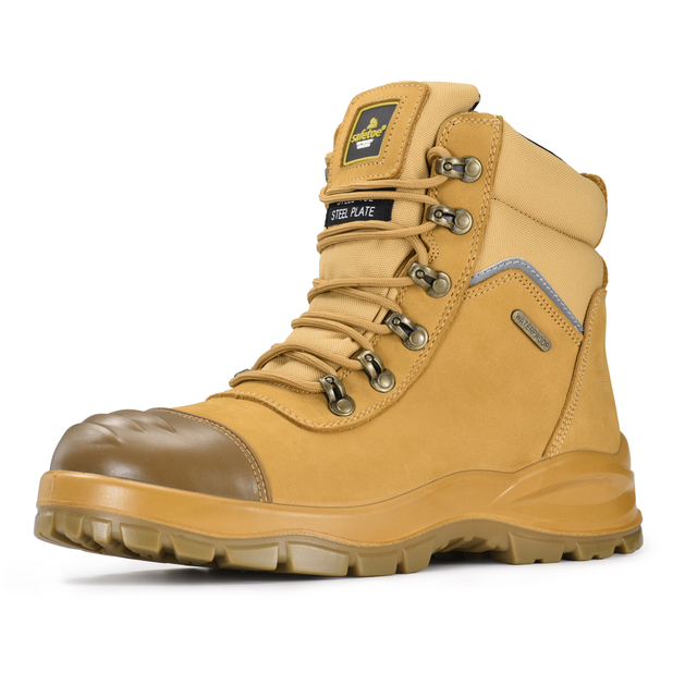 Botas de trabajo con cremallera lateral y punta de acero amarillas estándar australianas | M-8577YE